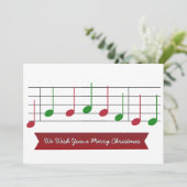 Wij wensen u een vrolijk kerstmuzieknoot rood groe feestdagenkaart (Staand voorkant)
