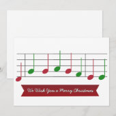 Wij wensen u een vrolijk kerstmuzieknoot rood groe feestdagenkaart (Voorkant / Achterkant)