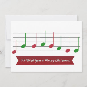 Wij wensen u een vrolijk kerstmuzieknoot rood groe feestdagenkaart