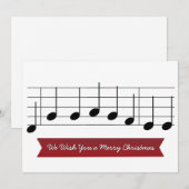 Wij wensen u een vrolijk kerstmuzieknoot rood lied feestdagenkaart (Voorkant / Achterkant)