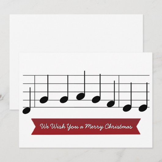 Wij wensen u een vrolijk kerstmuzieknoot rood lied feestdagenkaart (Voorkant / Achterkant)