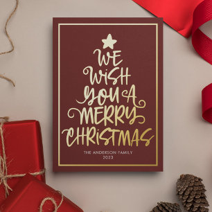 Wij wensen u een vrolijk kerstrood plezier folie feestdagenkaart