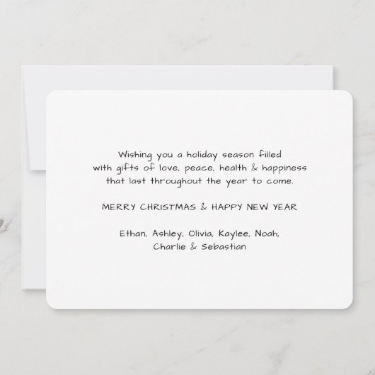 Wij wensen u een vrolijk kerstscript fotocollage feestdagenkaart (Achterkant)