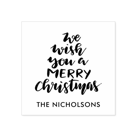 Wij wensen u een vrolijk kerstscript rubberstempel (Afrduk)