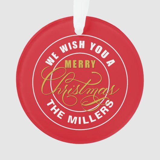 Wij wensen u een vrolijke kerst aangepaste naam ornament (voorkant)