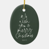 Wij wensen u een vrolijke kerst groene vakantie fo keramisch ornament (Voorkant)