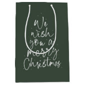 Wij wensen u een vrolijke kerst leuke groene vakan medium cadeauzakje (Voorkant)