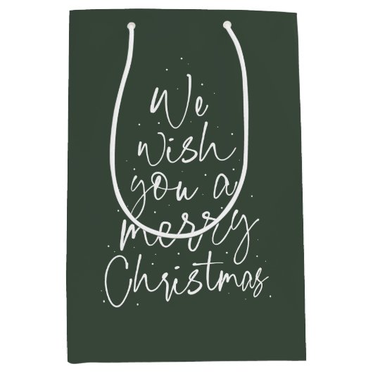 Wij wensen u een vrolijke kerst leuke groene vakan medium cadeauzakje (Voorkant)