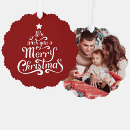 Wij wensen u een vrolijke kerst schattige foto ornament kaart