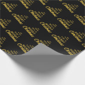 Wij wensen u een vrolijke kerst zwart & geel cadeaupapier (Hoek)