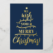 Wij wensen u een vrolijke kerstboom familie foto folie feestdagenkaart (Voorkant)