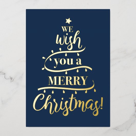 Wij wensen u een vrolijke kerstboom familie foto folie feestdagenkaart (Voorkant)