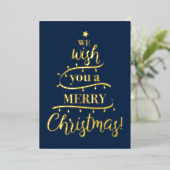 Wij wensen u een vrolijke kerstboom familie foto folie feestdagenkaart (Staand Voorkant)