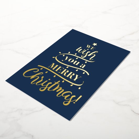 Wij wensen u een vrolijke kerstboom familie foto folie feestdagenkaart (Gedraaid)