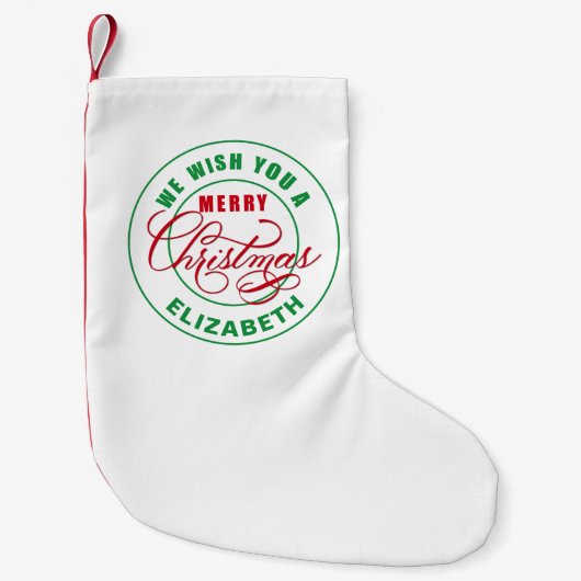 Wij wensen u een vrolijke kerstnaam kleine kerstsok (Voorkant)