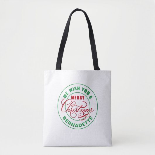 Wij wensen u een vrolijke kerstnaam tote bag (Voorkant)