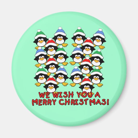 WIJ WENSEN U EEN VROLIJKE KERSTPINGUÏNS MAGNEET (Voorkant)