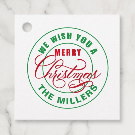 Wij wensen u een vrolijke kersttekst bedankjes labels (Voorkant)