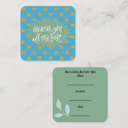 Wij wensen u het allerbeste: notitiekaartje (Voorkant / Achterkant)