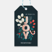 Wij wensen u JOY, kerstsnoepriet en olievlek Cadeaulabel (Voorkant)