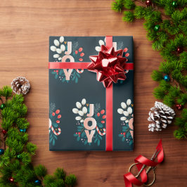 Wij wensen u JOY, kerstsnoepriet en olievlek Cadeaupapier