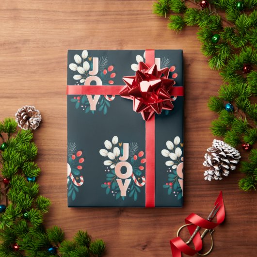 Wij wensen u JOY, kerstsnoepriet en olievlek Cadeaupapier (Feestdagen Geschenken)