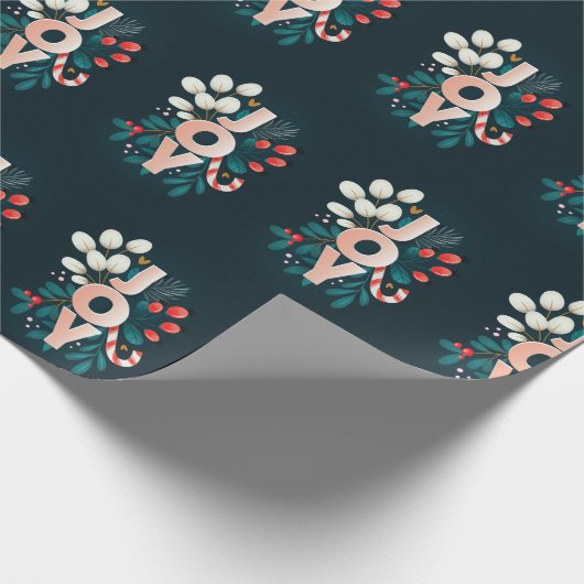 Wij wensen u JOY, kerstsnoepriet en olievlek Cadeaupapier (Hoek)