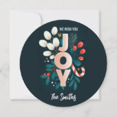 Wij wensen u JOY, kerstsnoepriet en olievlek Feestdagenkaart (Voorkant)