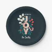 Wij wensen u JOY, kerstsnoepriet en olievlek Papieren Bordje (Voorkant)