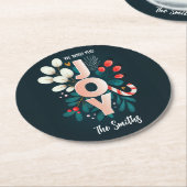 Wij wensen u JOY, kerstsnoepriet en olievlek Ronde Kartonnen Onderzetter (Gebogen)