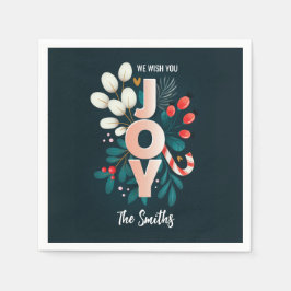 Wij wensen u JOY, kerstsnoepriet en olievlek Servet