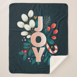 Wij wensen u JOY, kerstsnoepriet en olievlek Sherpa Deken
