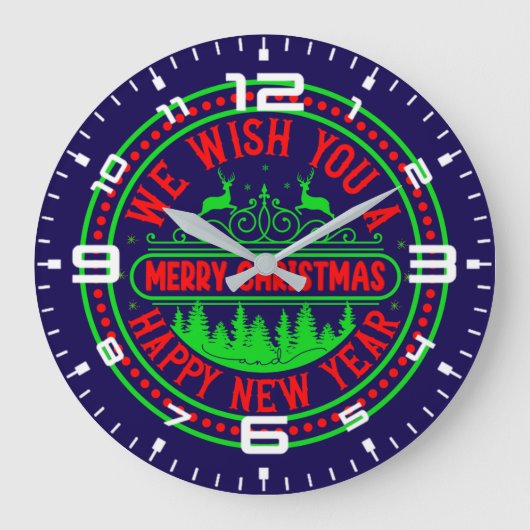 Wij wensen u prettige kerstdagen, gelukkig nieuwja grote klok (Voorkant)