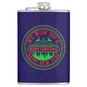 Wij wensen u prettige kerstdagen, gelukkig nieuwja heupfles (Voorkant)