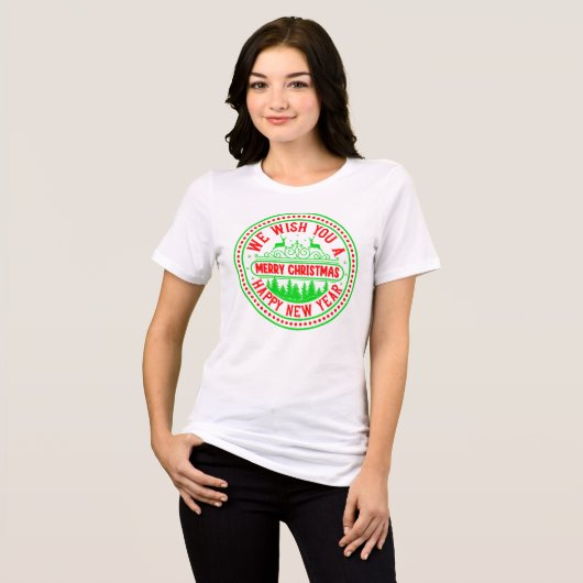 Wij wensen u prettige kerstdagen, gelukkig nieuwja Tri-Blend shirt (Voorkant volledig)