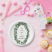 "Wij wensen u..." Traditional Holly Wreath Papieren Bordje (Feest)