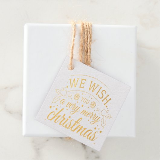 Wij wensen u zeer vrolijk kerstscript goud bedankjes labels (Met doos)