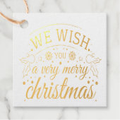 Wij wensen u zeer vrolijk kerstscript goud bedankjes labels (Voorkant)