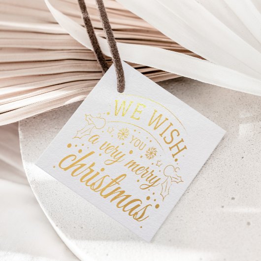 Wij wensen u zeer vrolijk kerstscript goud bedankjes labels