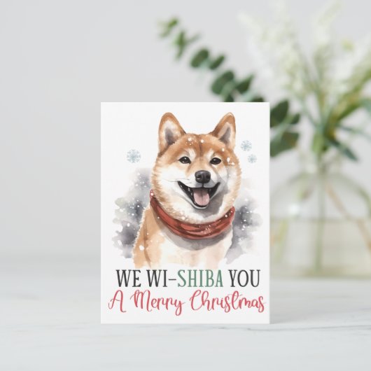 Wij Wi-shiba u een vrolijke Hond Kerstvakantie Feestdagenkaart (Staand voorkant)