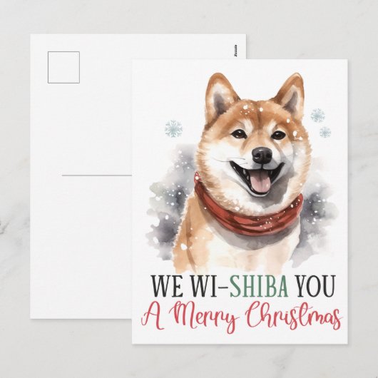 Wij Wi-shiba u een vrolijke Hond Kerstvakantie Feestdagenkaart (Voorkant / Achterkant)