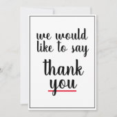 Wij willen u bedanken voor uw waardering   bedankkaart (Voorkant)