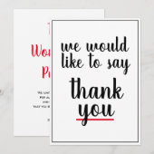 Wij willen u bedanken voor uw waardering   bedankkaart (Voorkant / Achterkant)