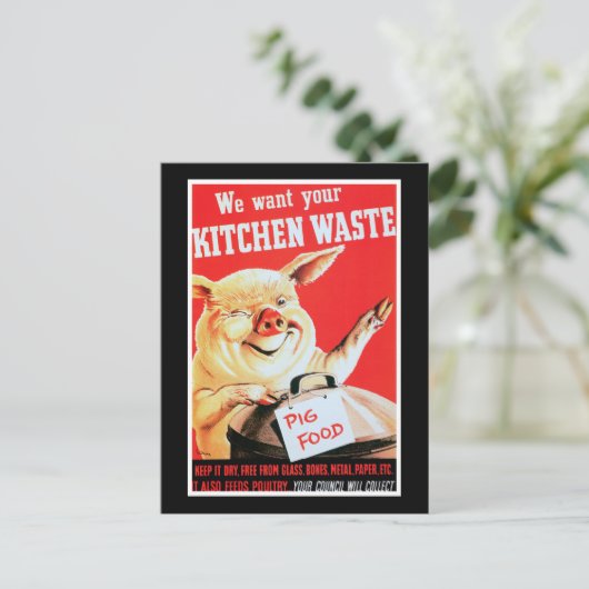 Wij willen uw keukenafval en afval briefkaart (Staand voorkant)