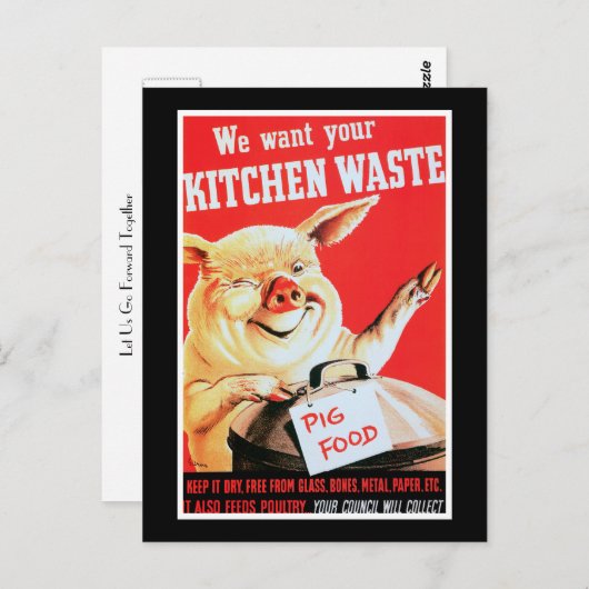 Wij willen uw keukenafval en afval briefkaart (Voorkant / Achterkant)