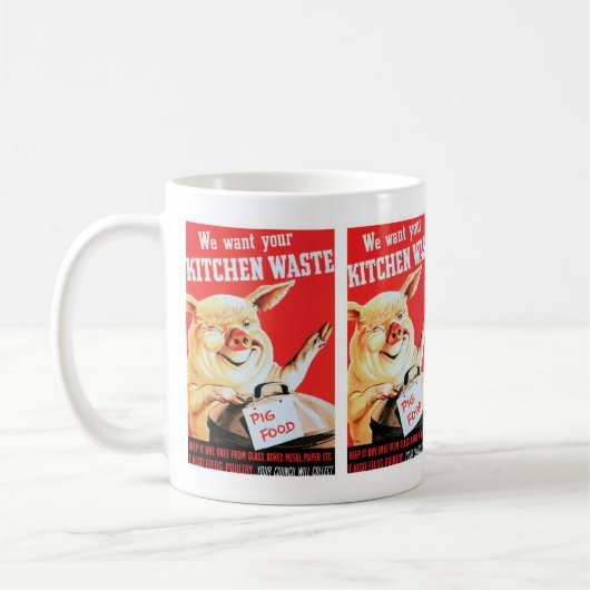 Wij willen uw keukenafval en afval koffiemok (Links)