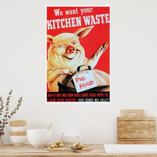 Wij willen uw keukenafval en afval poster (Keuken)
