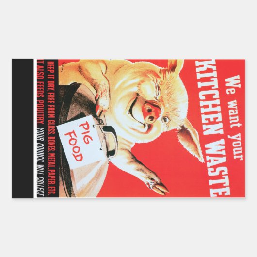 Wij willen uw keukenafval en afval rechthoekige sticker (Voorkant)