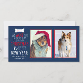 Wij Woof You A Merry Christmas Dog Pet Photocard Feestdagenkaart