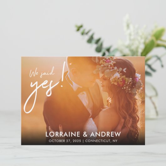 Wij Zeiden Ja Foto Bruilofts Ontvangst Uitnodiging (Staand voorkant)